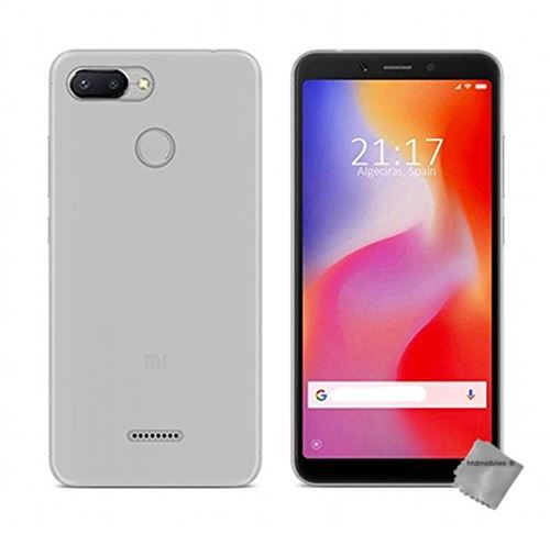 Housse etui coque pochette silicone gel fine pour Xiaomi Redmi 6 avec verre trempe - BLANC TRANSPARENT