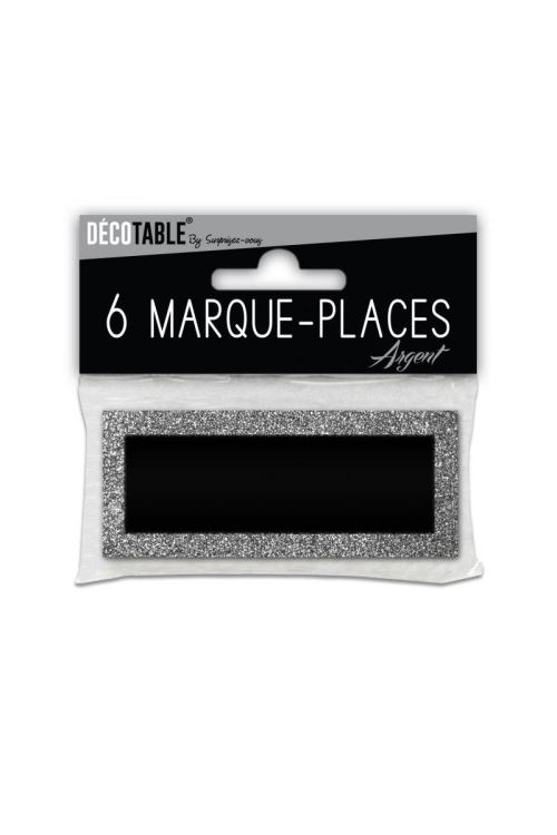 6 Marques-places Paillettes Différents Coloris - Argent