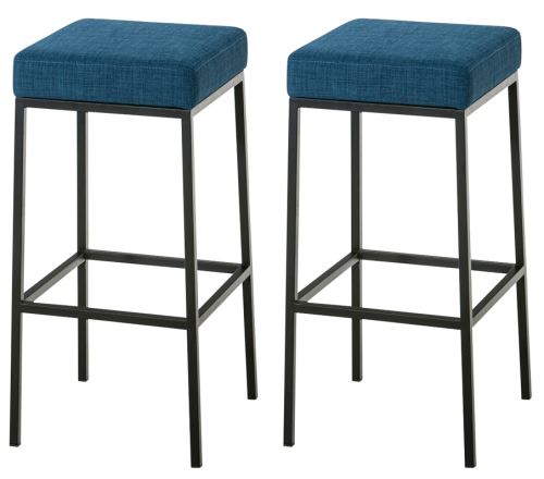 CLP Lot de 2 tabourets de bar Montréal 85 en tissu , Bleu/Noir