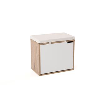 Home 2 Meuble A Chaussures Contemporain Decor Chene Et Blanc Mat