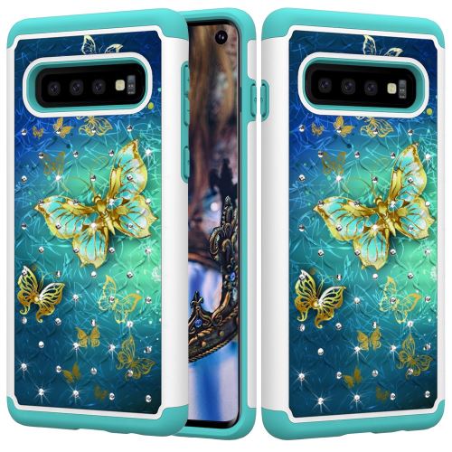 Coque en TPU impression de motifs décor strass papillon doré pour votre Samsung Galaxy S10