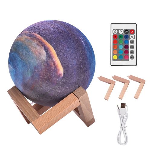 Lampe de nuit LED avec télécommande 13 cm, imprimée en 3D, étoilée Sky Moon Light en cours de chargement