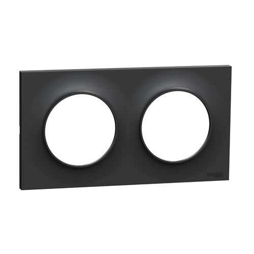 Schneider Electric Gris Anthracite Plaque Odace Styl Anthracite 2 Postes Horizontal/Vertical Entraxe 71Mm - S540704