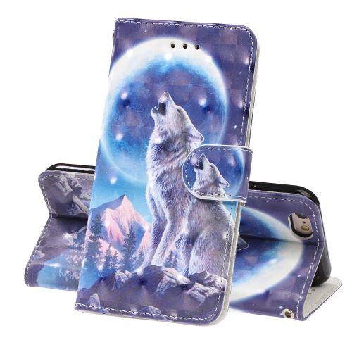 Etui en PU décor spot loup et clair de lune avec support pour votre Apple iPhone 6 Plus/6s Plus
