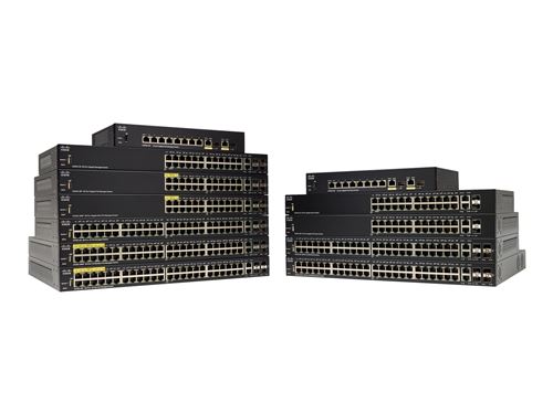 Cisco 350 Series SF350-24MP Commutateur C3 Géré 24 x 10-100 (PoE+) + 2 x SFP Gigabit combiné + 2 x Gigabit SFP Montable sur rack…
