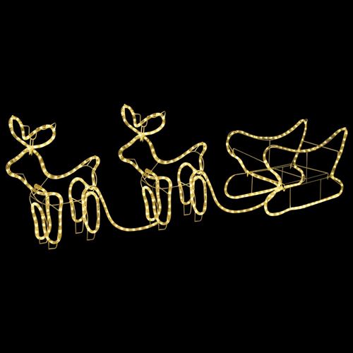 VidaXL Décoration de Noël Rennes et traîneau 576 LED Extérieur