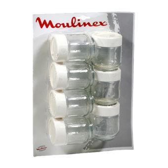 MOULINEX A14A03 - 7 pots verre couvercle blanc avec dateur pour