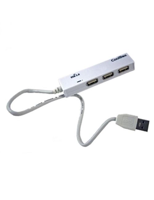 CoolBox COO-H413 5000Mbit/s Blanc hub & concentrateur - Hubs & concentrateurs (USB 2.0,USB 3.0 (3.1 Gen 1) Type-A, 5000 Mbit/s, Blanc, Énergie, 0,3 m, 90,5 mm)