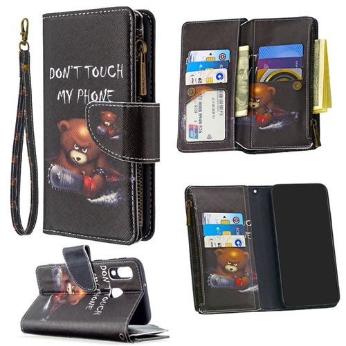 Etui en PU fermeture éclair à motifs avec 9 porte-cartes ne pas toucher pour votre Samsung Galaxy A40