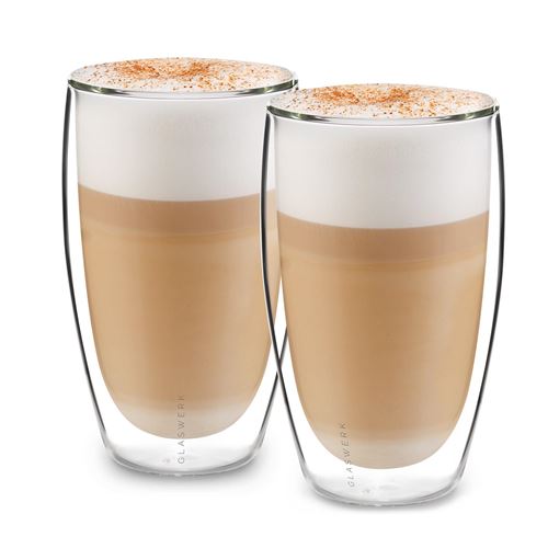 Lot De 2 Verres Klarstein Glaswerk Carajillo - Pour Latte Macchiato Double Paroi - Capacité 450 Ml