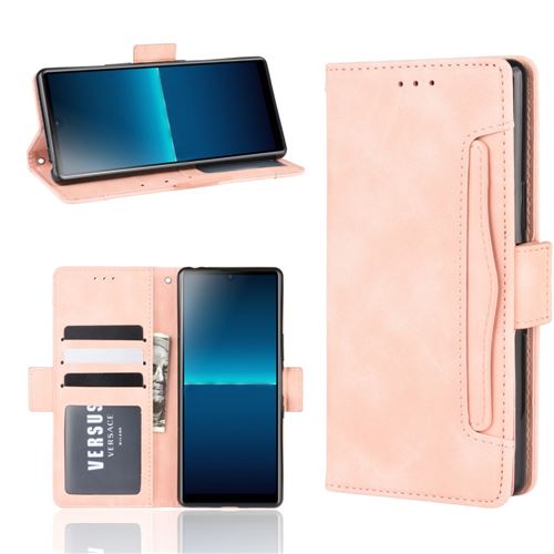 Etui en PU retourner avec support et plusieurs porte-cartes or rose pour votre Sony Xperia L4