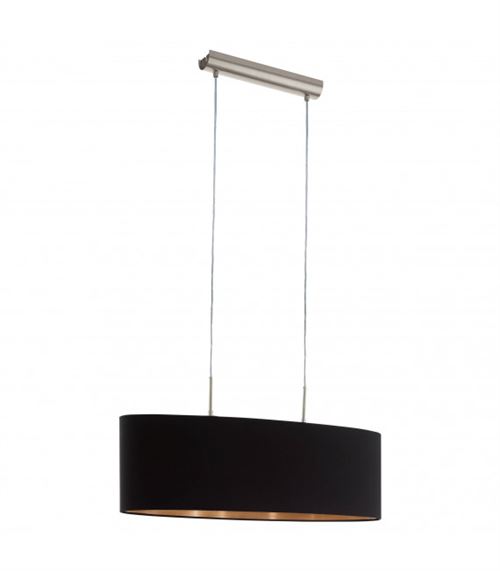 Suspension en textile PASTERI 2 ampoules nickel satiné abat jour noir