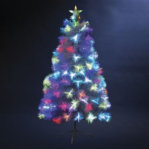Sapin de noël avec fibres optiques blanc de 120 cm de hauteur
