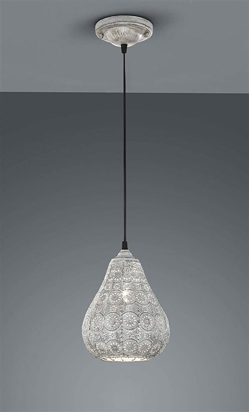 Trio leuchten lampe suspendue abat-jour en métal gris antique 303700161 jasmin