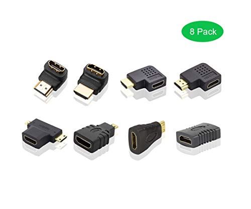 ADWITS Adaptateur HDMI Plat mâle à Femelle, Adaptateur HDMI à 270 et 90 degrés Noir Paquet de 2 