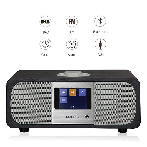 LEMEGA M3 DAB / DAB + / Radio FM avec Bluetooth Aptx et Horloge / Alarme / Snooze / Sleep 2.1 Système de haut-parleurs Chêne noir