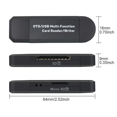 View Tek - ViewTek RD321 - Lecteur Enregistreur de Carte SD & Micro SD Pour  Ports USB / Micro USB / OTG - Lecteur externe 3 en 1 USB 2.0 - Pour