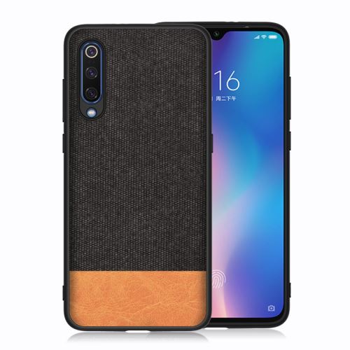 Housse étui Coque en toile pour Xiaomi Mi 9 - Noir/Orange -4269