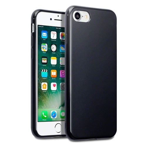 VSHOP® Coque pour iPhone 7/ iPhone 8, Étui Ultra Mince Anti-Rayures Mat PC Housse de Protection pour iPhone 7/8 (4,7 pouces), Noir Mat avec pourtour noir brillant