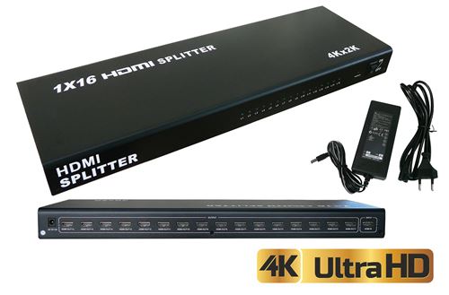SPLITTER HDMI 1.4B 16 PORTS - RESOLUTION 4K 2160x3840 / COMPATIBLE 3D - Duplique le son et l'image d'une source HDMI vers 16 sorties Simultanées