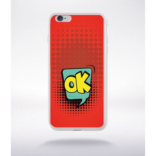 Coque My-Kase pour iPhone 6+ - ok fond rouge - Plastique Transparent