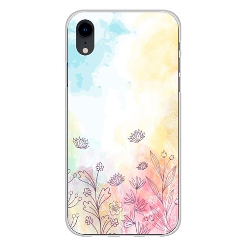 Coque en silicone imprimée compatible Apple iPhone XR Watercolor flowers
