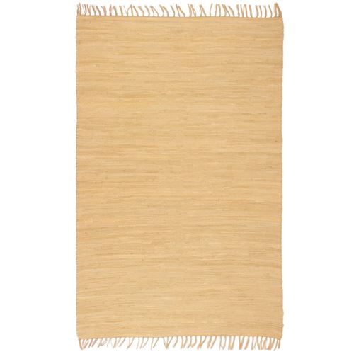 vidaXL Tapis Chindi Coton tissé à la main 120 x 170 cm Beige