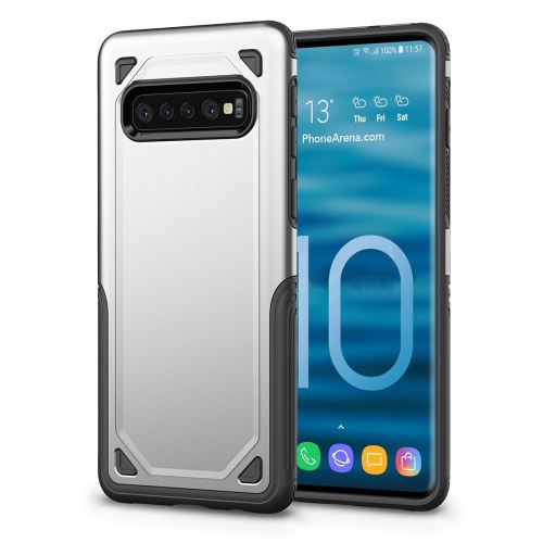 Coque en TPU armure hybride argent pour votre Samsung Galaxy S10