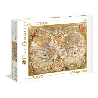 Puzzle 2000 Pièces Vieille Carte Du Monde Clementoni