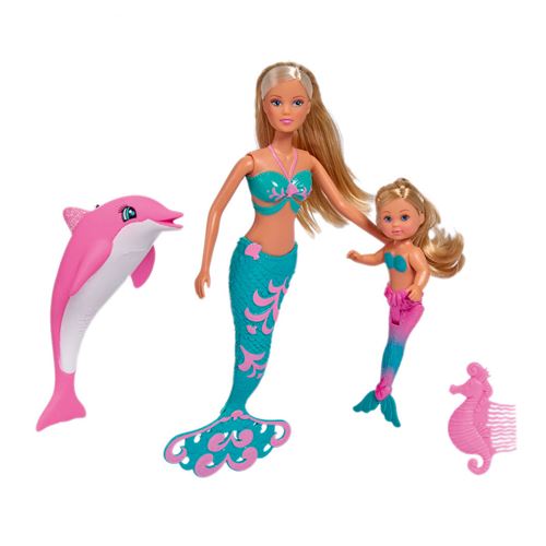 STEFFI LOVE Poup&eacute;e Sir&egrave;ne 29cm et Dauphin + Evi poup&eacute;e 12cm