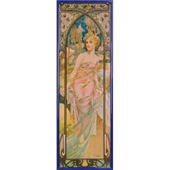 Poster Alfons Mucha “Les Heures Du Jour” 40x100 Cm – Impression Premium 250g/m², Couleurs Résistantes Aux UV, Bord Blanc