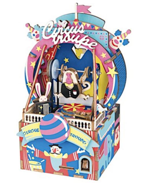 Robotime kit de construction boîte à musique Circus junior en bois 92 pièces