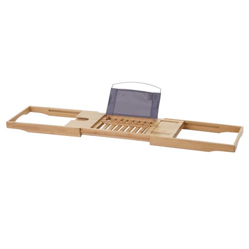 Planche pour baignoire MENDLER HWC-B77, rack de dépose, support baignoire, bambou, extractible 19x105x22cm