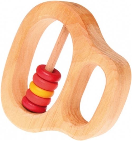 Grimm's hochet en bois avec anneaux rouges
