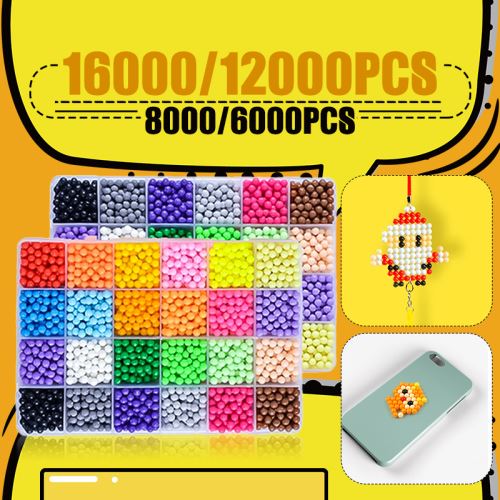 8000pcs 24 couleurs bricolage eau collante fusible perles en plastique