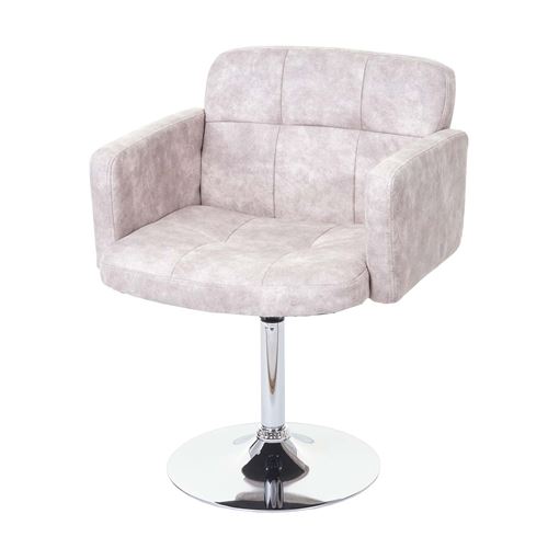 Chaise de salle à manger Orlando imitation de daim chrome vintage gris clair