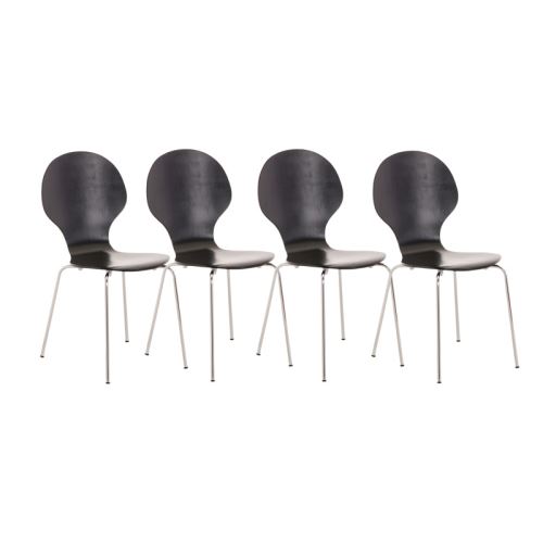 Lot de 4 chaises empilables en bois Diego , Noir