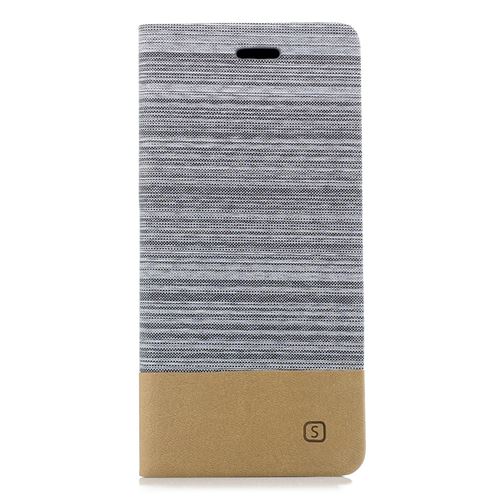 Etui en PU lin bicolore gris clair pour votre Samsung Galaxy A7 (2018)