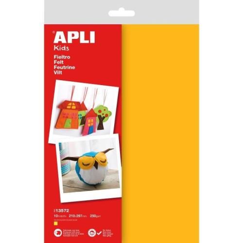 Apli sachet de 10 feuilles de feutrine - jaune 013572