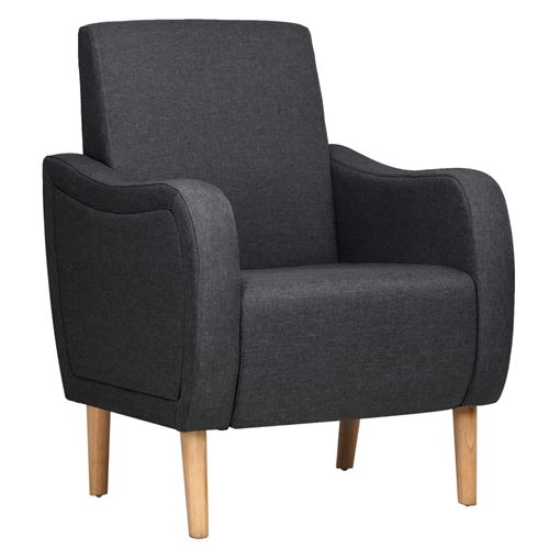 vidaXL Fauteuil Tissu Gris foncé