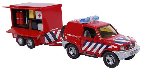 2-Play pompiers avec remorque de 25 cm en retrait rouge