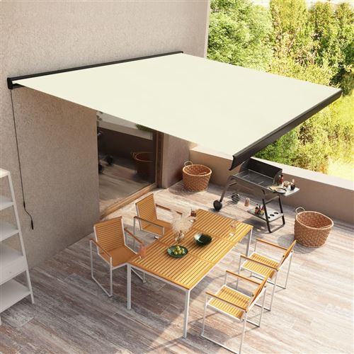 vidaXL Store à cassette manuel 400x300 cm Crème
