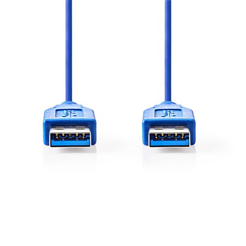 Nedis - Câble USB - USB type A (M) pour USB type A (M) - USB 3.0 - 1 m - rond - bleu