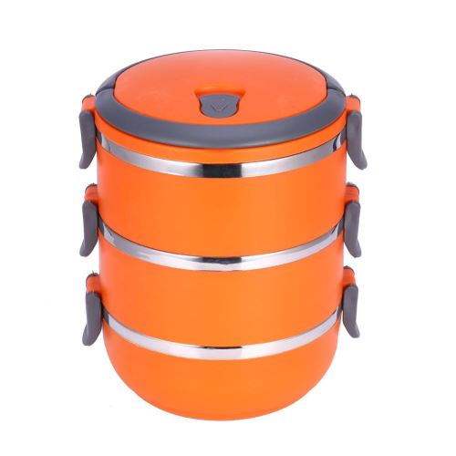 Lunch Box pour pique-nique boîte à bento durable acier inoxydable 3 couches Orange