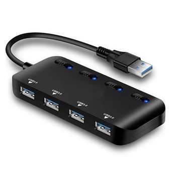 Hub USB 2.0 à 4 Ports Avec Câble De 30 Cm - Multiprise USB Compacte Pour PC, Portable, Console De Jeux - Plug & Play