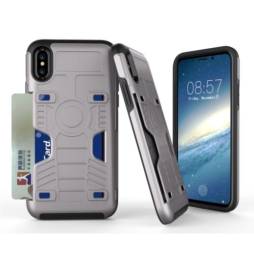 Iphone X / Xs Coque Protection Plastique Résistant Gris Als81116