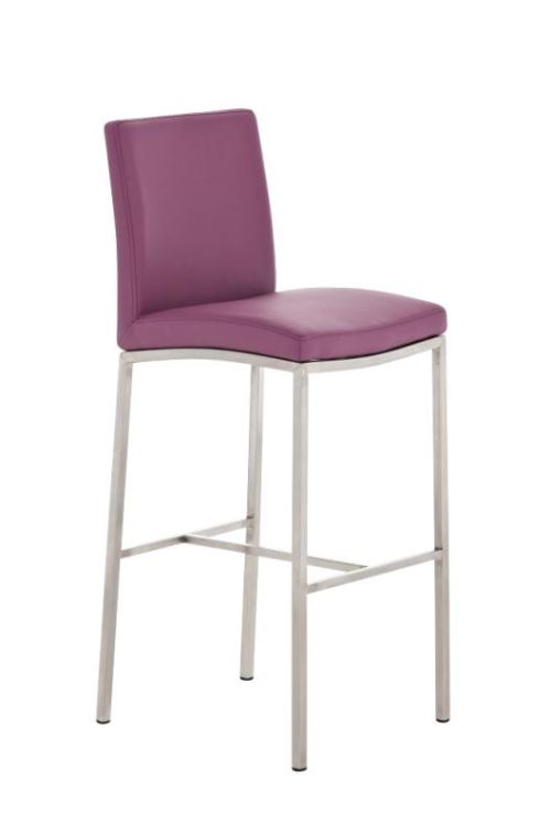 Tabouret de bar Freeport en Similicuir - Chaise haute avec Repose-pieds - Piètement Métal - Couleur Violet