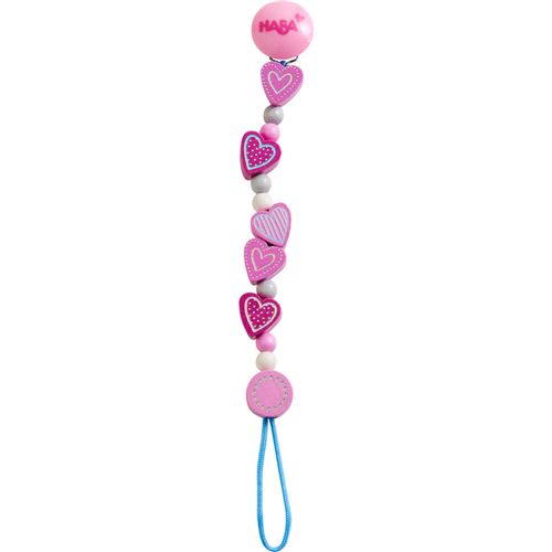 Haba chaîne de sucette coeur scintillant junior 22 cm polyester/bois rose