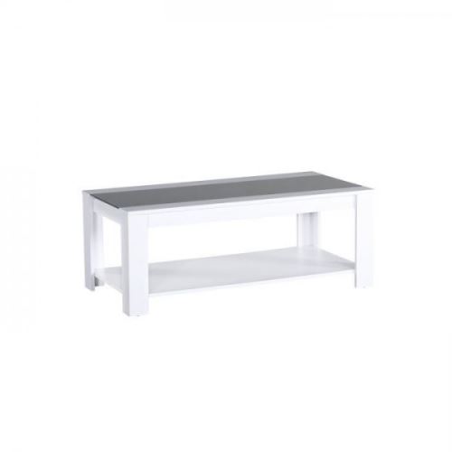 DAMIA Table basse 110 cm - Blanc et anthracite