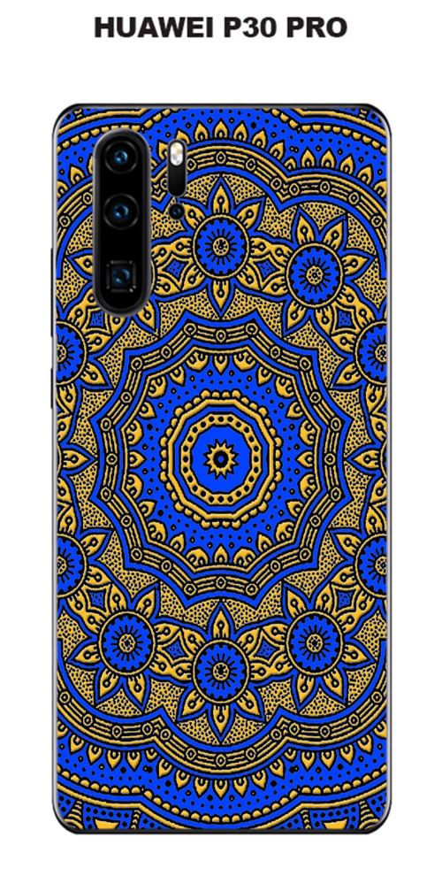Coque Huawei P30 PRO design Mandala rosace bicolore Bleu & Jaune